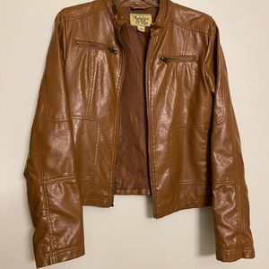 CAMEL FAUX LEATHER JACKET